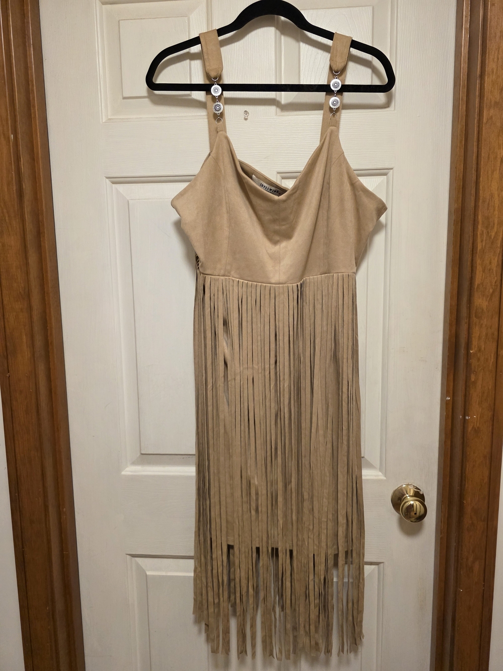 Idyllwind Tan Fringe Suede-Style Mini Dress